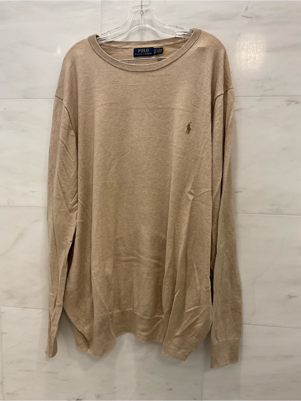 POLO Ralph Lauren Big & Tall HEATHER DUNE TAN Cotton CrewNeck Sweater 4XLT W16